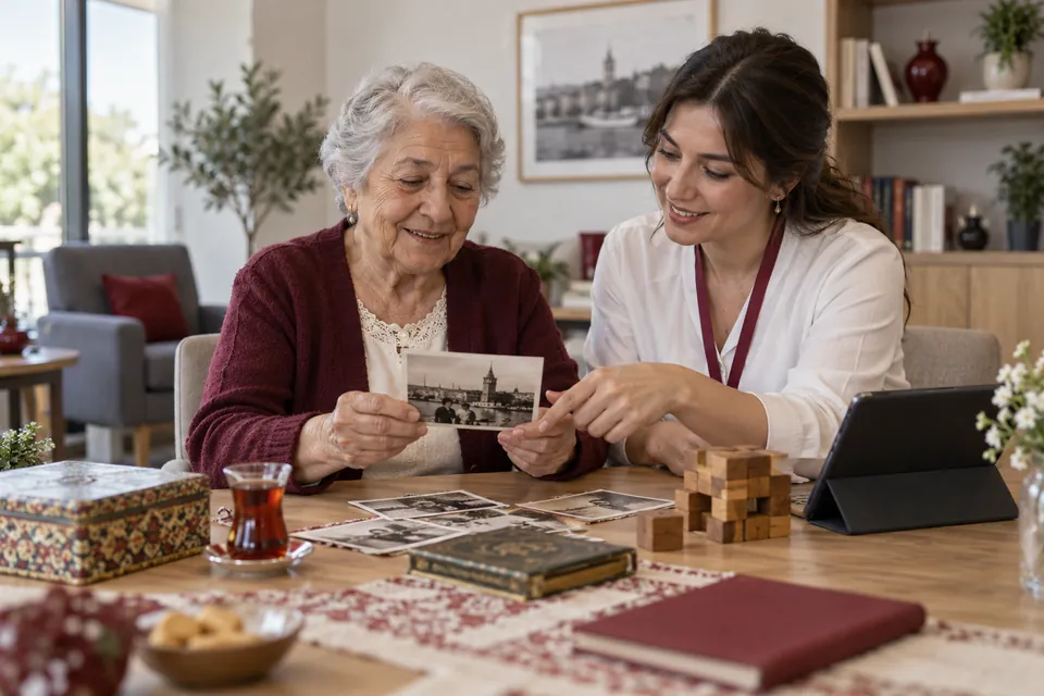 Sağlıklı yaşlanma ve bakım merkezleri için temsili sahne
